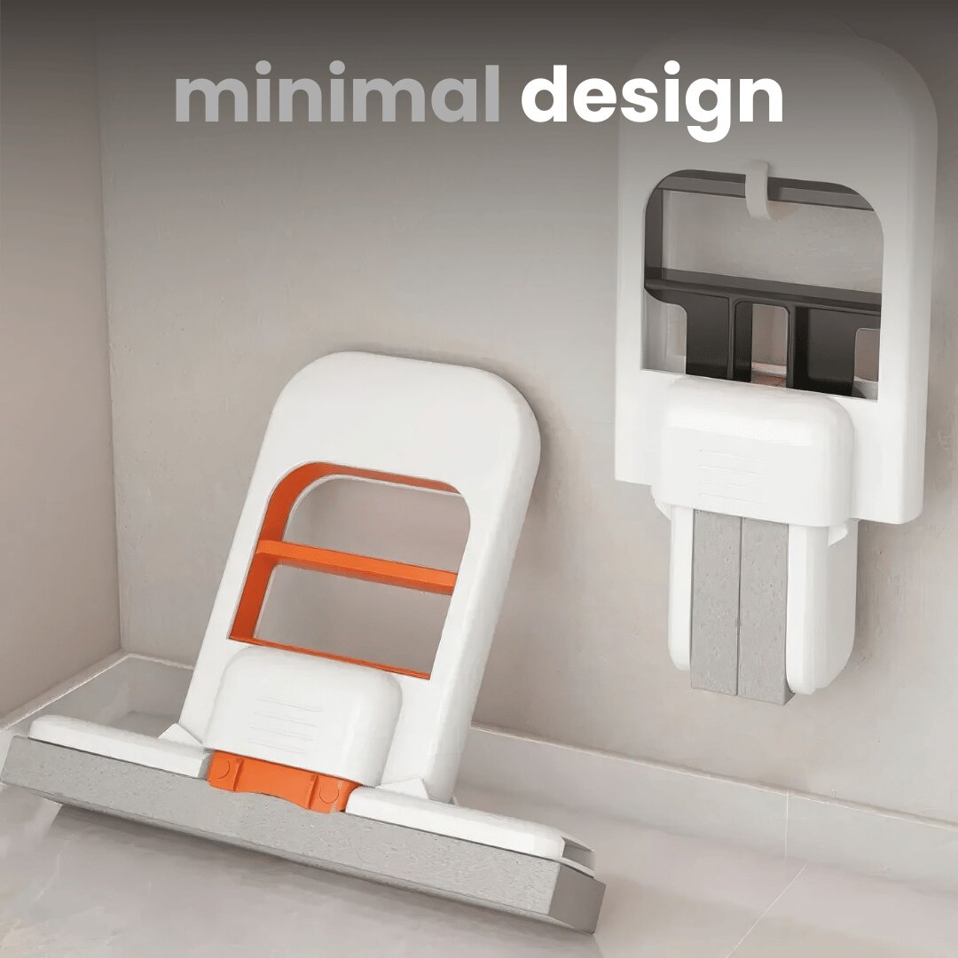 Minimalist design product with white and orange elements on a neutral background